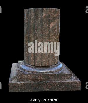 Base of the  granite column. Isolated on black Stock Photo