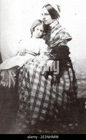 Maria Adelaide of Austria queen of Sardinia with her daughter Maria Pia. Stock Photo