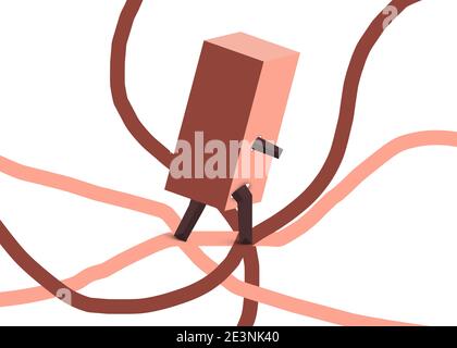 lazy with no purpose . conceptual illustration of character have no direction in life Stock Photo