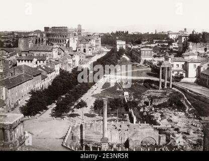 Vintage 19th century photograph: Italy - Roman forum, rome, Italy. Stock Photo