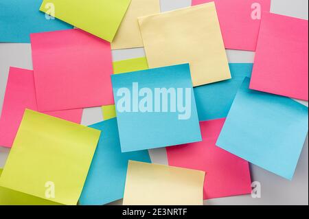 Set of blank colorful sticky notes. brainstorming brainstorm strategy workshop business note notes sticky. mockup image. Many of colorful stickers Stock Photo