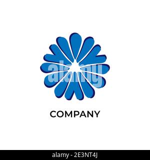 Decorative vortex logo design template isolated on white background. Abstract Blue flower vector illustration Stock Vector