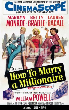 HOEW TO MARRY A MILLIONAIRE 1953 20th Century Fox film with Marilyn Monroe, Betty Gable, Lauren Bacall. Stock Photo