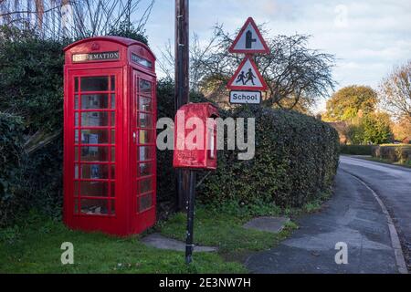 Telephone box repurposed as an information point in the village of Wyaston, Derbyshire Stock Photo