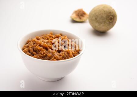 Wood Apple or Kavath chutney is a sour and sweet side dish recipe from India Stock Photo