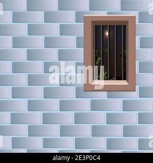 Beautiful nice looking  digital art of brick wall design with window night view Stock Photo