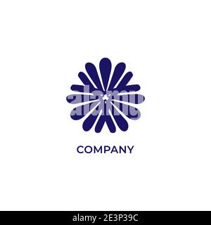 Abstract flower logo design template isolated on white background. Docrative floral vortex in navy blue color. Stock Vector