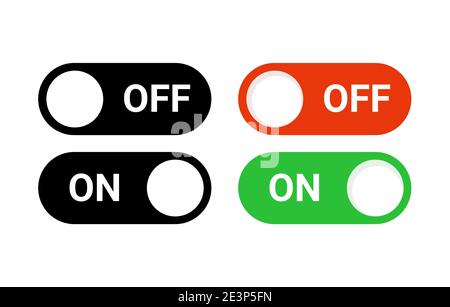 Switch off on button toggle digital turn icon. On off slider activate vector mobile app ui Stock Vector