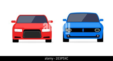 Car front view vector flat icon. Car parking cartoon front design shape Stock Vector