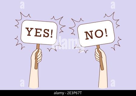 Dilemma, dispute, choice hesitation concept Stock Vector