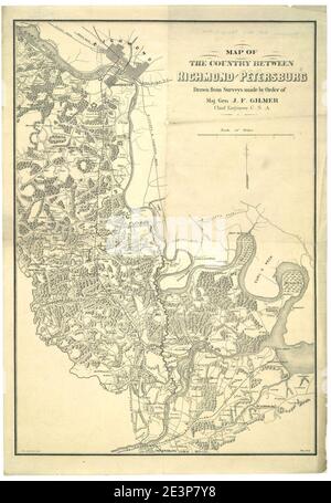 Map of the country between Richmond and Petersburg 1864 by Gilmer ...