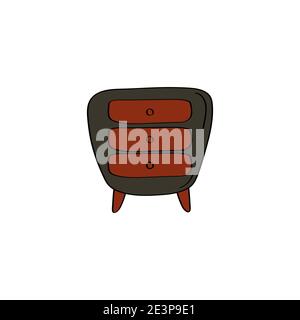 Bedside table illustration. Cute nightstand icon. Vector doodle graphic Stock Vector