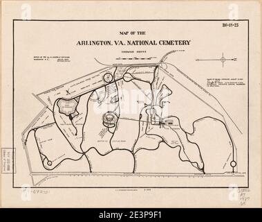 Map of the Arlington, Va. National Cemetery showing drives Stock Photo