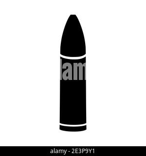 Bullet icon. Black silhouette of ammunition. Vector symbol isolated on white background. Stock Vector