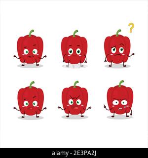 Cartoon character of red pepper with what expression. Vector illustration Stock Vector