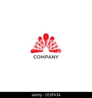 Abstract decorative flower logo design template isolated on white color background.Red light, rising sun, sunrise, radiance energi vector illustration Stock Vector
