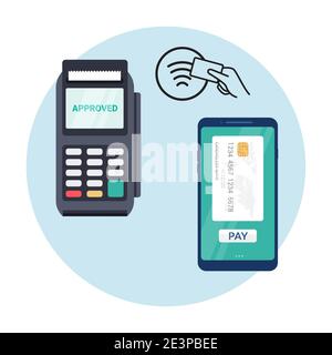 POS NFC Payment machine icon. NFC terminal card vector payment transfer Stock Vector