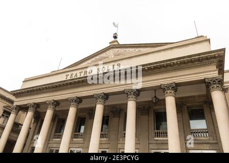 View of the famous Solis Theatre facade, the oldest in Montevideo, located in front of Plaza Independencia, Montevideo, Uruguay. South America Stock Photo