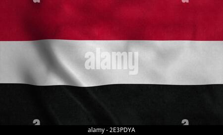 Flag of the Yemen, waving in wind. 3d illustration Stock Photo