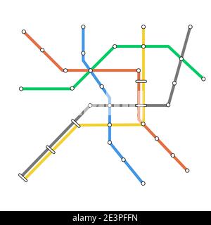 Subway omnichannel metro map. Omni channel tube underground train line map Stock Vector
