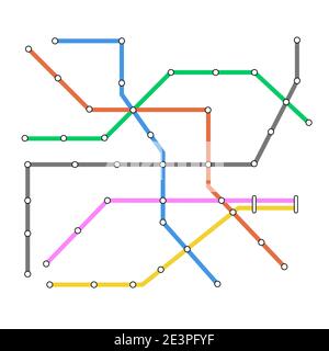Subway omnichannel metro map. Omni channel tube underground train line map Stock Vector