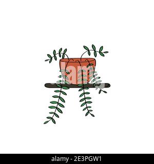 Tradescantia hand drawn icon. House plant illustration. Room flower sign. Vector flat doodle graphic Stock Vector