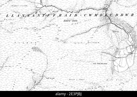 Map of Radnorshire OS Map name 014-SW, Ordnance Survey, 1888-1891. Stock Photo