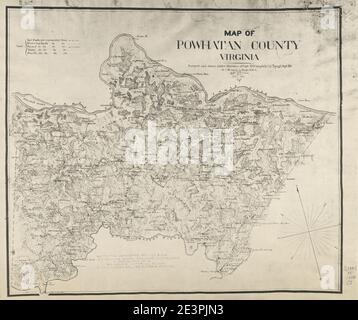 Map of Powhatan County, Virginia Stock Photo