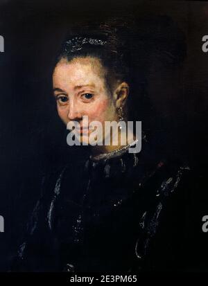 Portrait of a Young Woman (Magdalena van Loo?) Rembrandt Harmenszoon van Rijn Dutch 1606–1669 The Netherlands Stock Photo