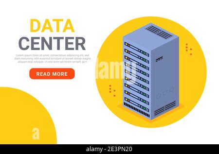 Isometric data center technology server backup big block storage digital database website Stock Vector