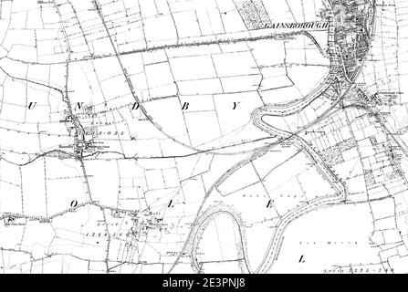 Map of Nottinghamshire OS Map name 007-SE, Ordnance Survey, 1883-1899. Stock Photo