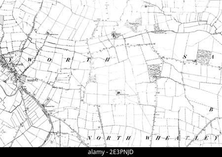 Map of Nottinghamshire OS Map name 007-SW, Ordnance Survey, 1883-1899. Stock Photo