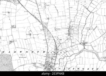 Map of Nottinghamshire OS Map name 003-SW, Ordnance Survey, 1883-1899. Stock Photo