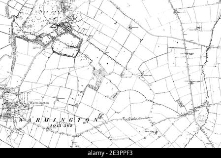 Map of Northamptonshire OS Map name 013-SE, Ordnance Survey, 1884-1892. Stock Photo