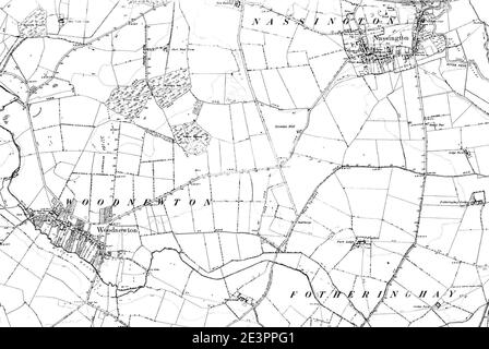 Map of Northamptonshire OS Map name 013-NW, Ordnance Survey, 1884-1892. Stock Photo