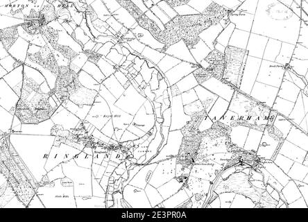 Map of Norfolk OS Map name 050-SE, Ordnance Survey, 1883-1897. Stock Photo