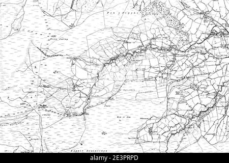 Map of Montgomeryshire OS Map name 034-NE, Ordnance Survey, 1885-1896. Stock Photo