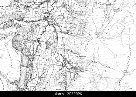 Map of Montgomeryshire OS Map name 034-NW, Ordnance Survey, 1885-1896. Stock Photo