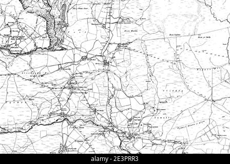 Map of Montgomeryshire OS Map name 034-SW, Ordnance Survey, 1885-1896. Stock Photo