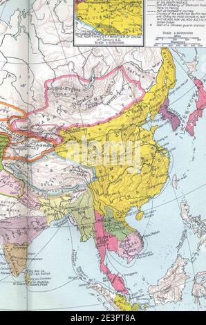 Map of Ming Chinese empire 1415 (cropped). Stock Photo