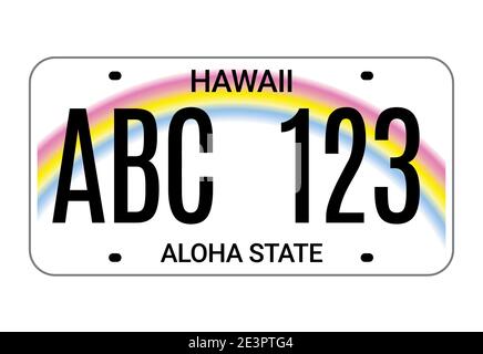 Car license hawaii plate. Aloha state vector license plate usa template Stock Vector