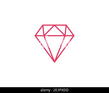 Diamond outline icon, modern minimal flat design style, thin line vector illustration. Stock Vector