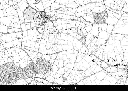 Map of Leicestershire OS Map name 033-NE, Ordnance Survey, 1884-1892. Stock Photo