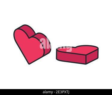 Love heart isometric icon concept. 3d concept. Vector illustration . Isometric red heart isolated on white background. EPS10. Stock Vector
