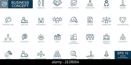 Business concept, business people. Thin line web icons set. Vector illustration Stock Vector
