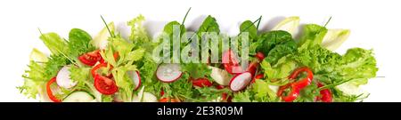 Mixed Salad Panorama isolated on white Background Stock Photo