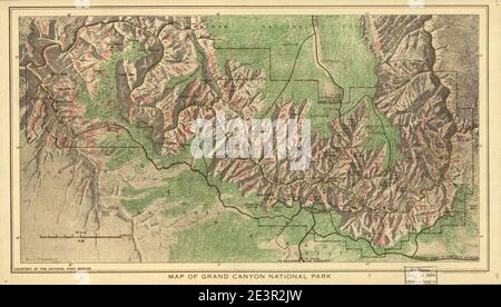 Map of Grand Canyon National Park. Stock Photo