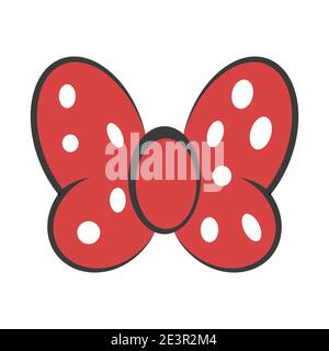 Bow red butterfly, vector hair decoration meme red bow white dot polka Stock Vector
