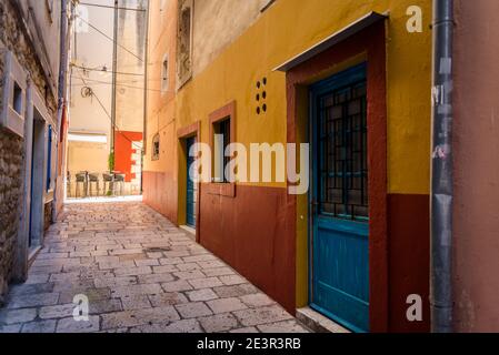 Narrow, pedestrian street in the Old town, Zadar, Dalmatia, Croatia Stock Photo