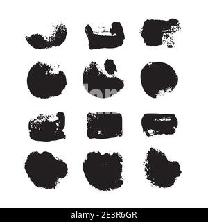 Vector illustration: hand drawn black paint strokes, circles and rectangles on a white background Stock Vector